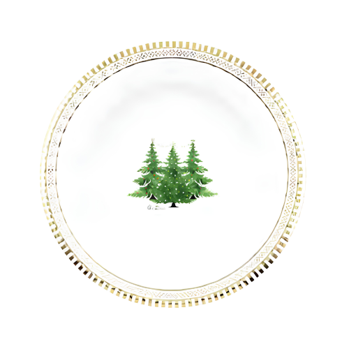 Set de 8 Platos de Árboles con Borde Dorado 21 cm