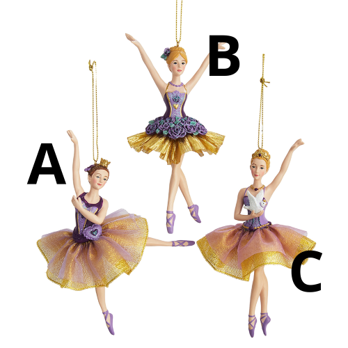 Deko-Figuren „Ballerinas“ aus Kunstharz in Violett und Gold