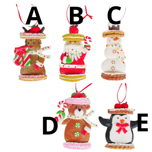 Santa, Snowman, and Cookie Animal Ornaments