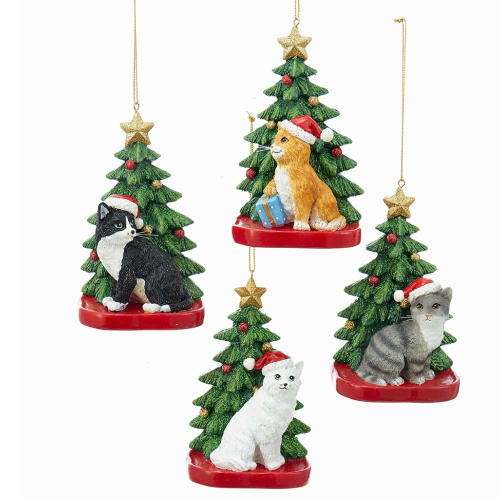 Cat with Christmas Tree Ornament