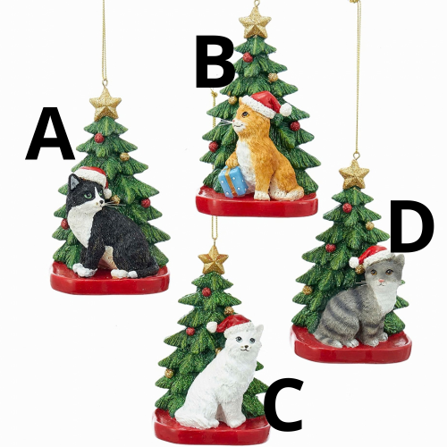 Cat with Christmas Tree Ornament