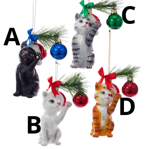 Glas-Ornament „Festliche Katze“
