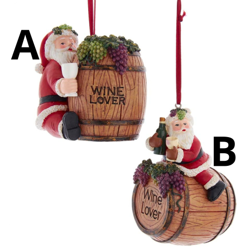 Adornos de Papá Noel con Barril de Vino