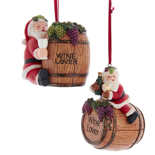 Adornos de Papá Noel con Barril de Vino