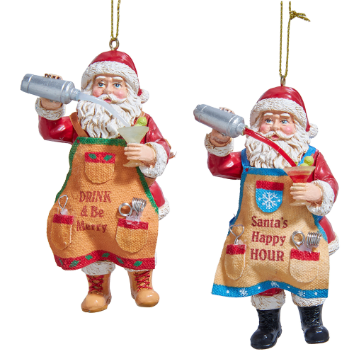"Happy Hour" Santa Claus Ornaments