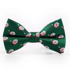 Pajarita Navideña Verde con Cara de Papá Noel