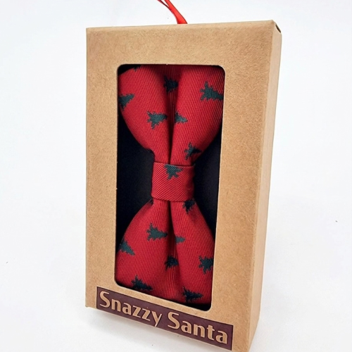 Pajarita Burdeos con Árboles de Navidad