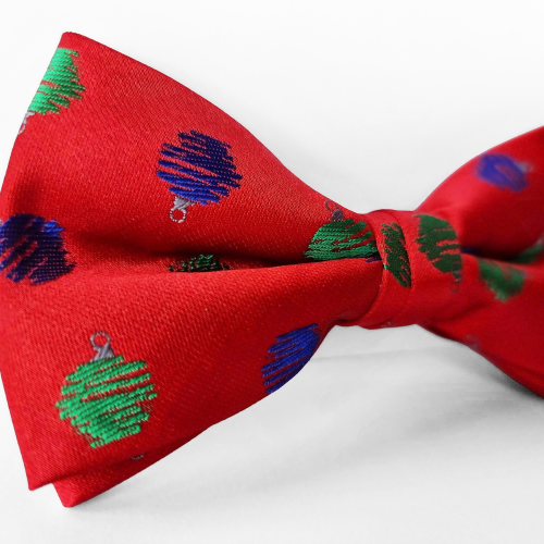 Pajarita Festiva Roja con Adornos Navideños