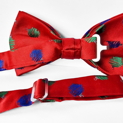 Pajarita Festiva Roja con Adornos Navideños