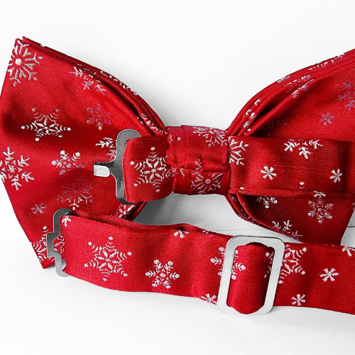 Pajarita Navideña Roja con Copos de Nieve
