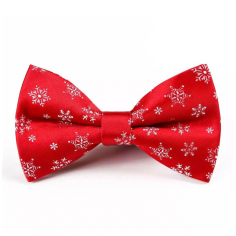 Pajarita Navideña Roja con Copos de Nieve