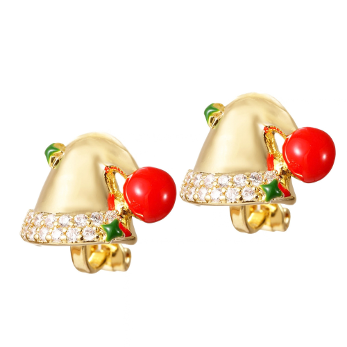 Weihnachtliche Ohrringe mit goldener Weihnachtsmannmütze