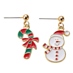 Pendientes Navideños Muñeco de Nieve y Bastón de Caramelo