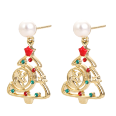 Pendientes Árbol Dorado con Perla