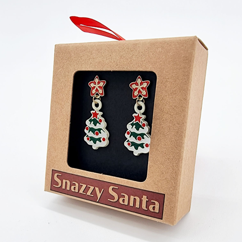 Pendientes Navideños Dorados Árbol