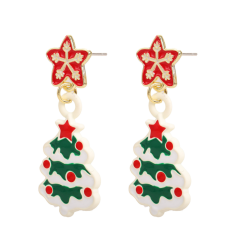 Pendientes Navideños Dorados Árbol