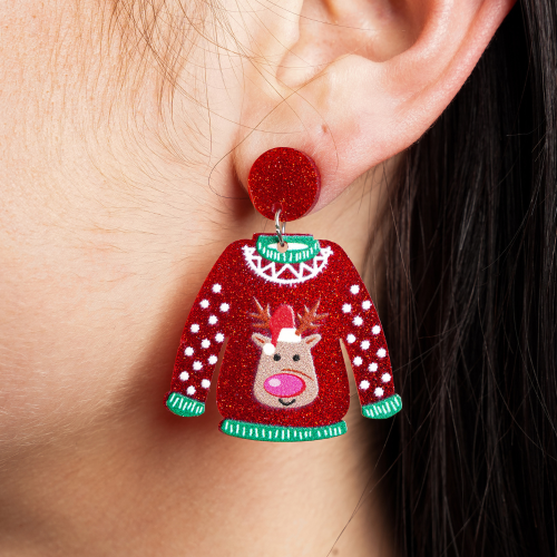 Pendientes Festivos de Jersey Navideño
