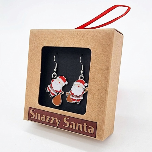 Pendientes Navideños Papá Noel con Saco de Regalos