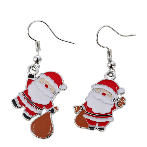 Pendientes Navideños Papá Noel con Saco de Regalos