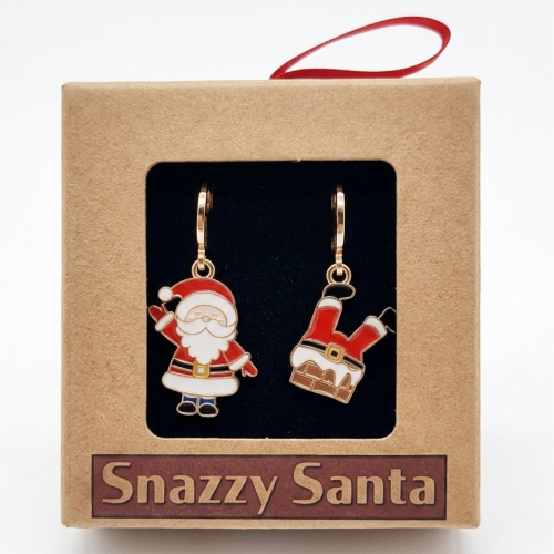 Pendientes Navideños Dorados de Papá Noel