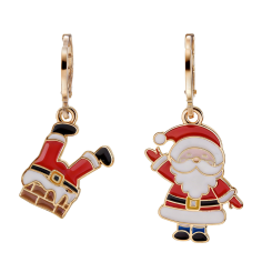 Pendientes Navideños Dorados de Papá Noel