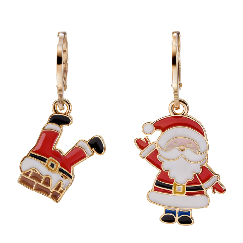 Pendientes Navideños Dorados de Papá Noel