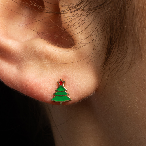 Pendientes Dorados Árbol de Navidad