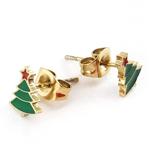 Pendientes Dorados Árbol de Navidad