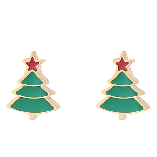 Pendientes Dorados Árbol de Navidad
