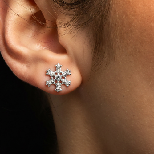 Pendientes Navideños Copo de Nieve Brillante