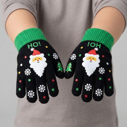 Guantes de Invierno Negros de Papá Noel