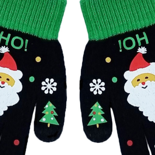 Guantes de Invierno Negros de Papá Noel