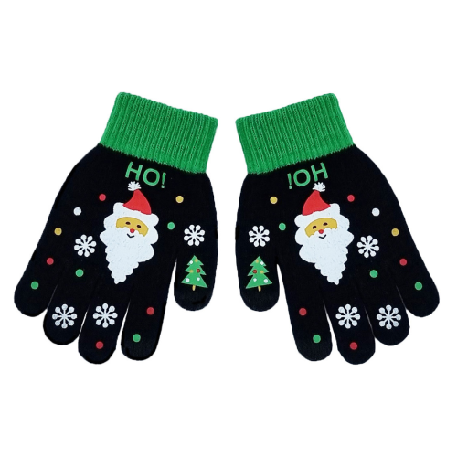 Guantes de Invierno Negros de Papá Noel