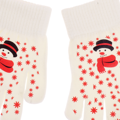Guantes Blancos con Muñecos de Nieve