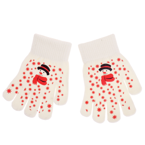 Guantes Blancos con Muñecos de Nieve