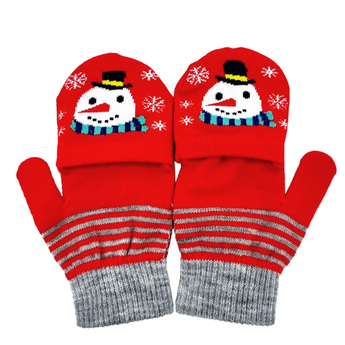 Guantes Ajustables Rojos con Muñecos de Nieve