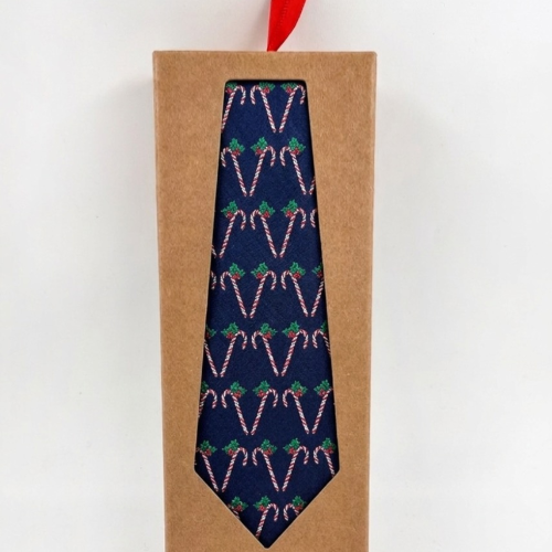Corbata Navideña Azul con Bastones de Caramelo