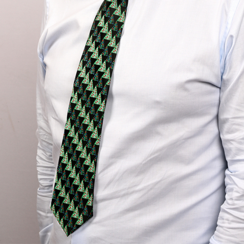Corbata Estampado de Pinos Navideños