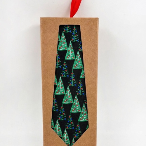 Corbata Estampado de Pinos Navideños