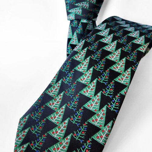 Corbata Estampado de Pinos Navideños