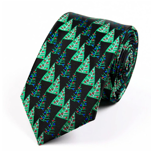 Corbata Estampado de Pinos Navideños
