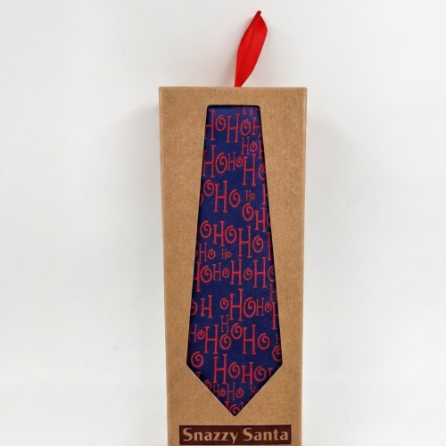 Corbata Navideña Azul con Texto Rojo