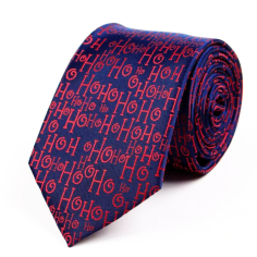 Corbata Navideña Azul con Texto Rojo