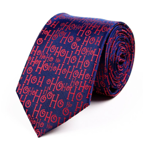 Corbata Navideña Azul con Texto Rojo