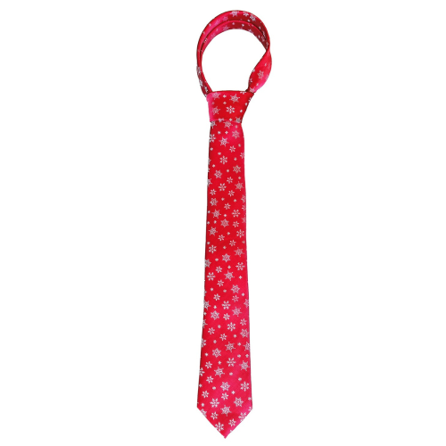 Corbata Navideña Roja con Copos de Nieve