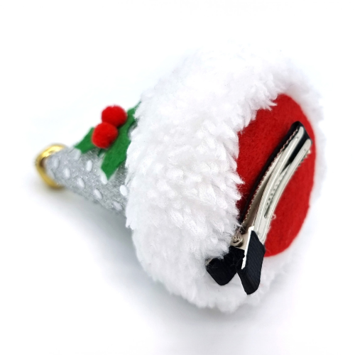 Horquilla Navideña Plata Gorro de Papá Noel