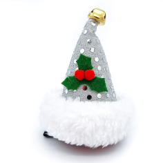 Horquilla Navideña Plata Gorro de Papá Noel