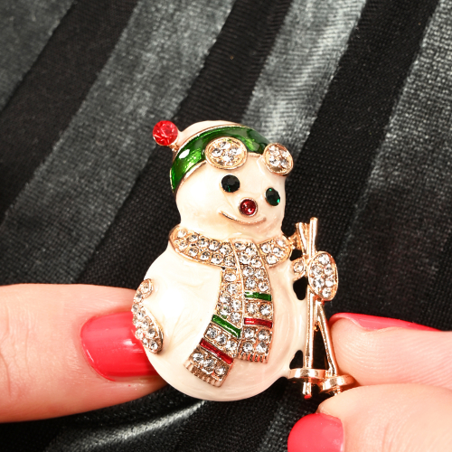 Weihnachts-Brosche „Schneemann“