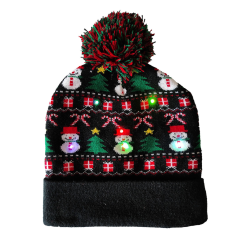 Gorro Negro Navideño con Luces LED Parpadeantes