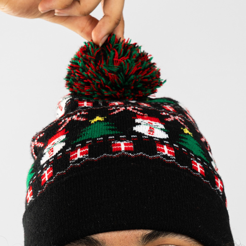 Gorro Negro Navideño con Luces LED Parpadeantes